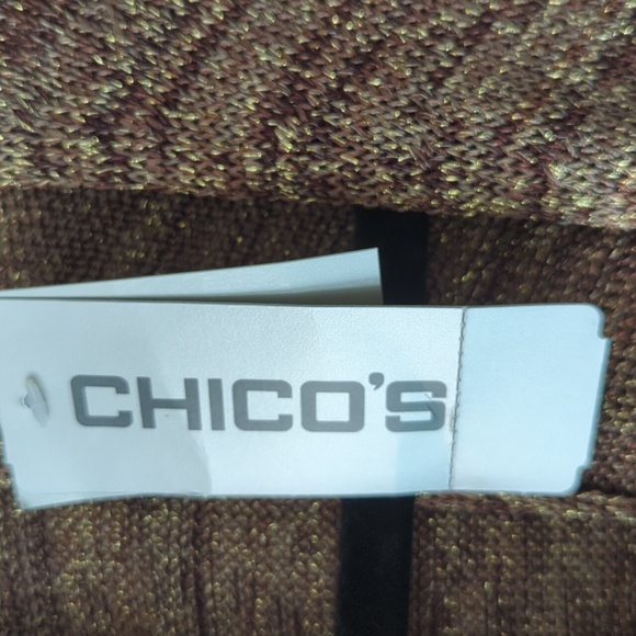 Chicos Browns & Metallic Boisseau Gold Knit Ruana Shawl Wrap - Picture 14 of 15